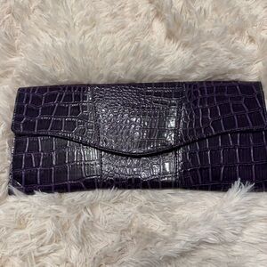 Elegant Purple‎ Crocodile-Embossed Clutch